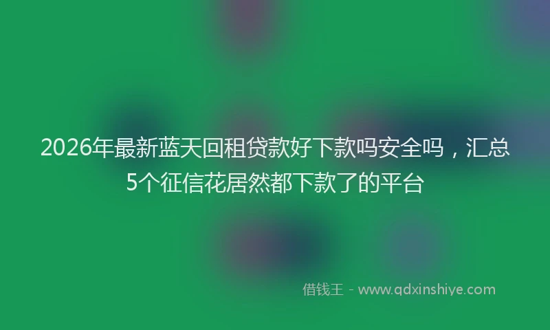 2026年最新蓝天回租贷款好下款吗安全吗，汇总5个征信花居然都下款了的平台