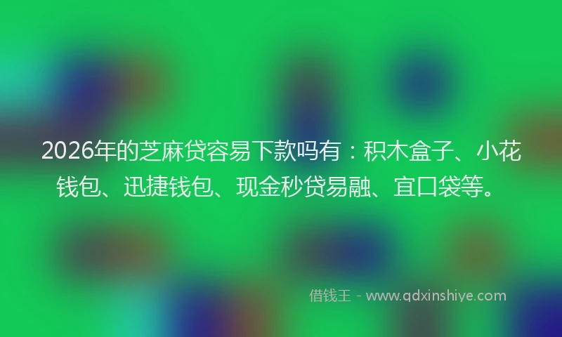 2026年的芝麻贷容易下款吗有：积木盒子、小花钱包、迅捷钱包、现金秒贷易融、宜口袋等。