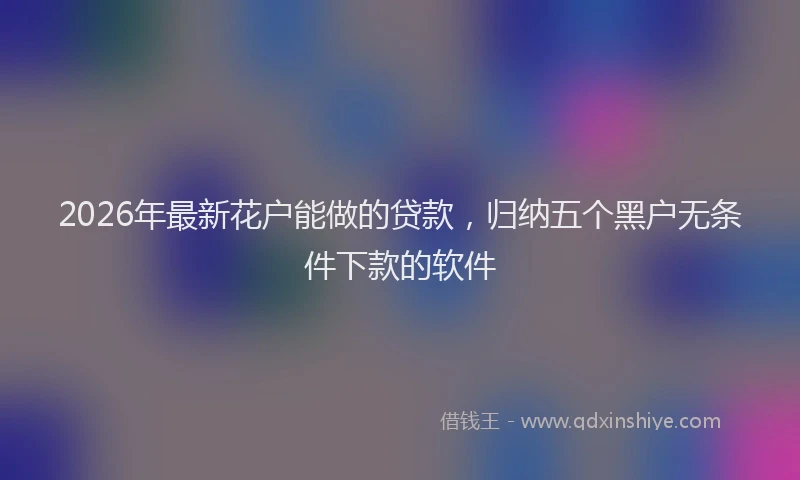 2026年最新花户能做的贷款，归纳五个黑户无条件下款的软件