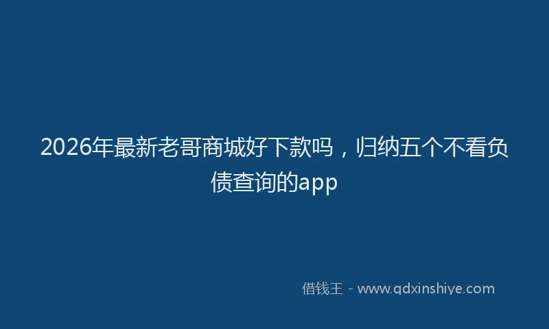 2026年最新老哥商城好下款吗，归纳五个不看负债查询的app