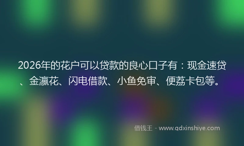 2026年的花户可以贷款的良心口子有：现金速贷、金瀛花、闪电借款、小鱼免审、便荔卡包等。