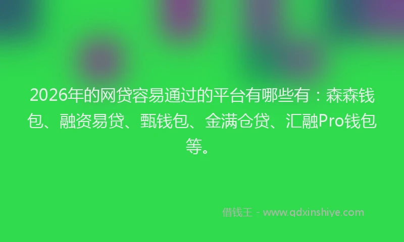 2026年的网贷容易通过的平台有哪些有：森森钱包、融资易贷、甄钱包、金满仓贷、汇融Pro钱包等。