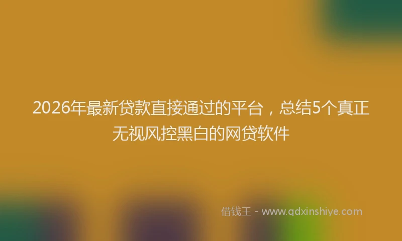 2026年最新贷款直接通过的平台，总结5个真正无视风控黑白的网贷软件