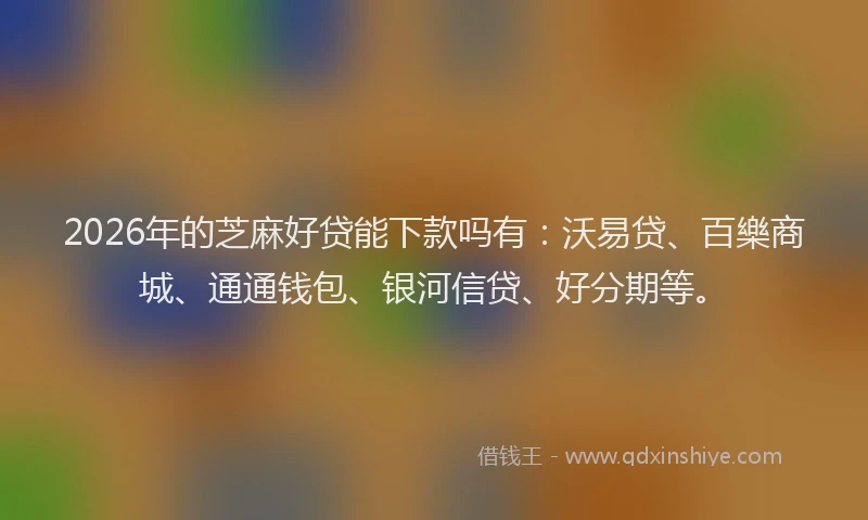 2026年的芝麻好贷能下款吗有：沃易贷、百樂商城、通通钱包、银河信贷、好分期等。