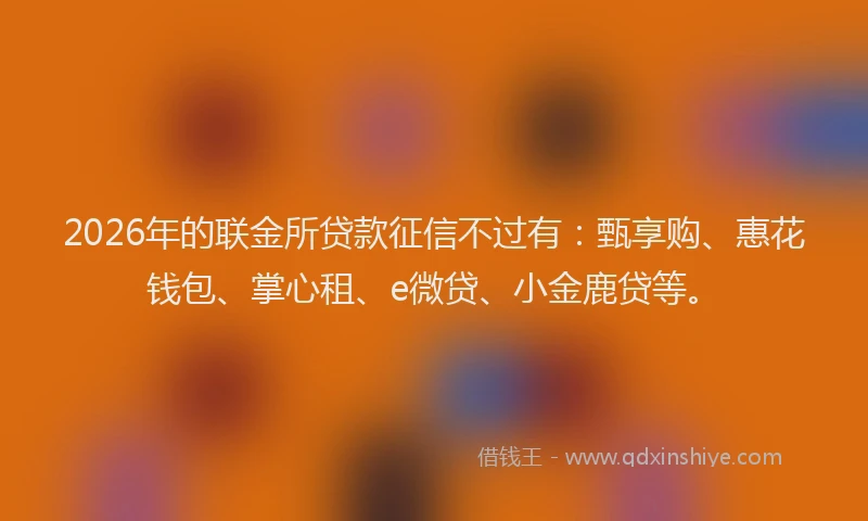 2026年的联金所贷款征信不过有：甄享购、惠花钱包、掌心租、e微贷、小金鹿贷等。