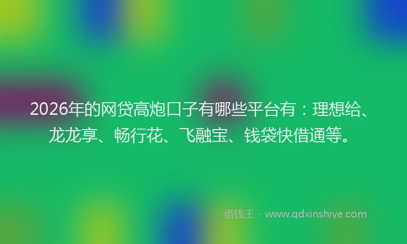 2026年的网贷高炮口子有哪些平台有：理想给、龙龙享、畅行花、飞融宝、钱袋快借通等。