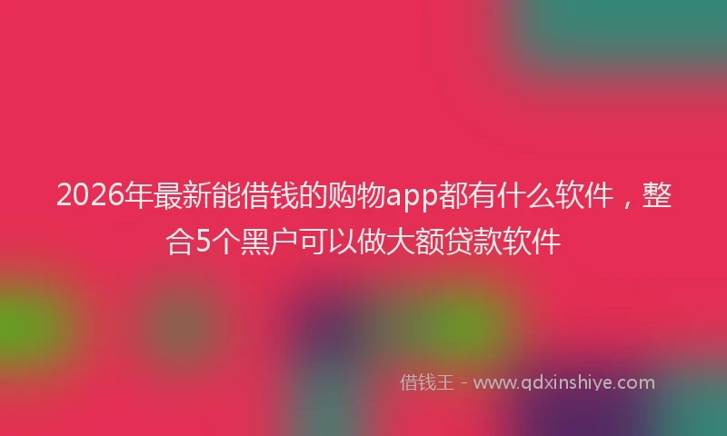 2026年最新能借钱的购物app都有什么软件，整合5个黑户可以做大额贷款软件