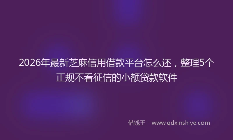 2026年最新芝麻信用借款平台怎么还，整理5个正规不看征信的小额贷款软件