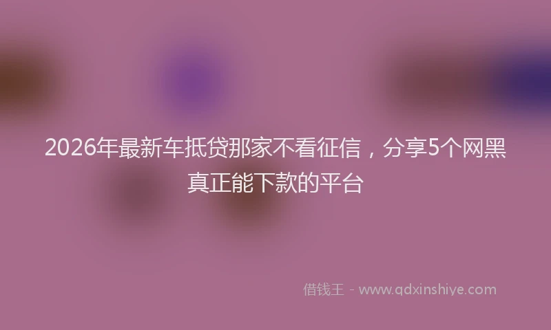 2026年最新车抵贷那家不看征信，分享5个网黑真正能下款的平台