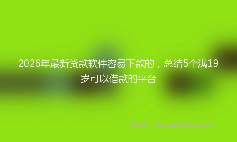 2026年最新贷款软件容易下款的，总结5个满19岁可以借款的平台