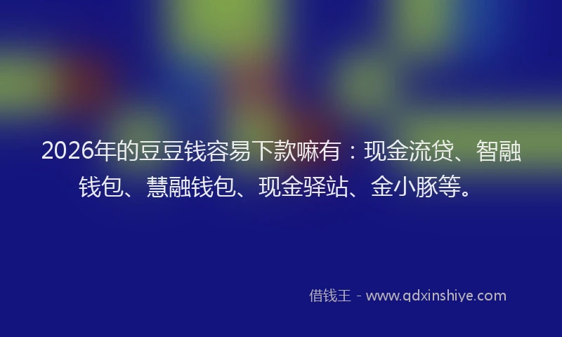 2026年的豆豆钱容易下款嘛有：现金流贷、智融钱包、慧融钱包、现金驿站、金小豚等。