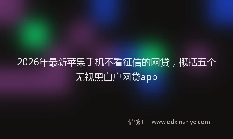 2026年最新苹果手机不看征信的网贷，概括五个无视黑白户网贷app