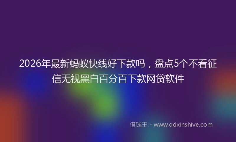 2026年最新蚂蚁快线好下款吗，盘点5个不看征信无视黑白百分百下款网贷软件