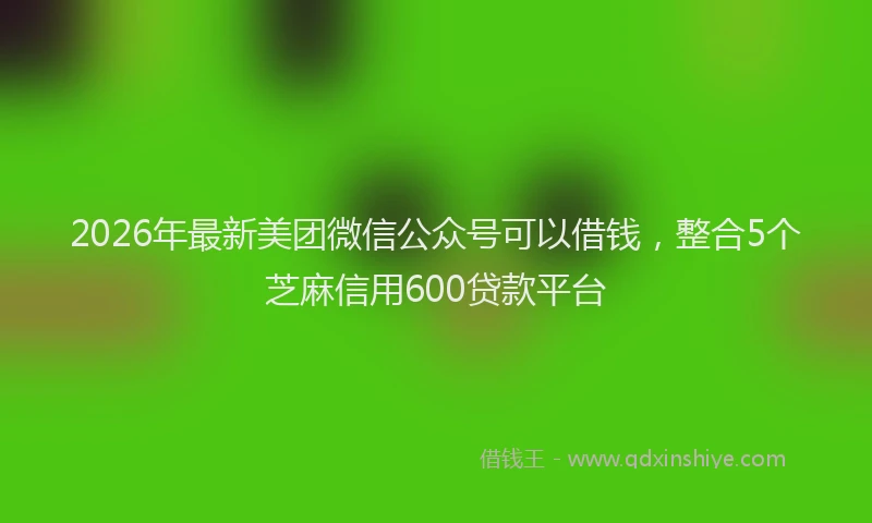 2026年最新美团微信公众号可以借钱，整合5个芝麻信用600贷款平台