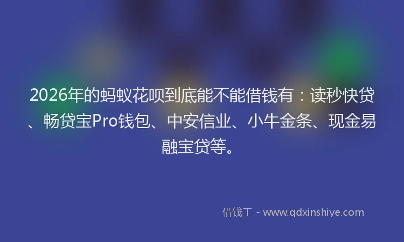 2026年的蚂蚁花呗到底能不能借钱有：读秒快贷、畅贷宝Pro钱包、中安信业、小牛金条、现金易融宝贷等。