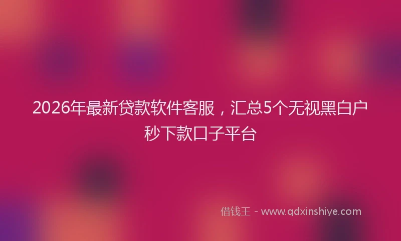 2026年最新贷款软件客服，汇总5个无视黑白户秒下款口子平台