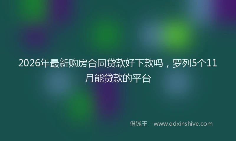 2026年最新购房合同贷款好下款吗，罗列5个11月能贷款的平台