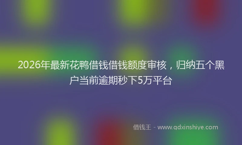 2026年最新花鸭借钱借钱额度审核，归纳五个黑户当前逾期秒下5万平台