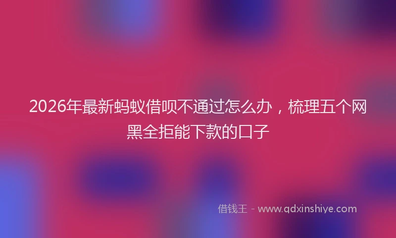 2026年最新蚂蚁借呗不通过怎么办，梳理五个网黑全拒能下款的口子