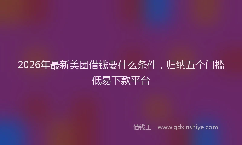 2026年最新美团借钱要什么条件，归纳五个门槛低易下款平台