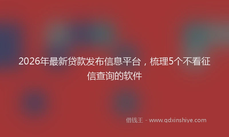 2026年最新贷款发布信息平台，梳理5个不看征信查询的软件