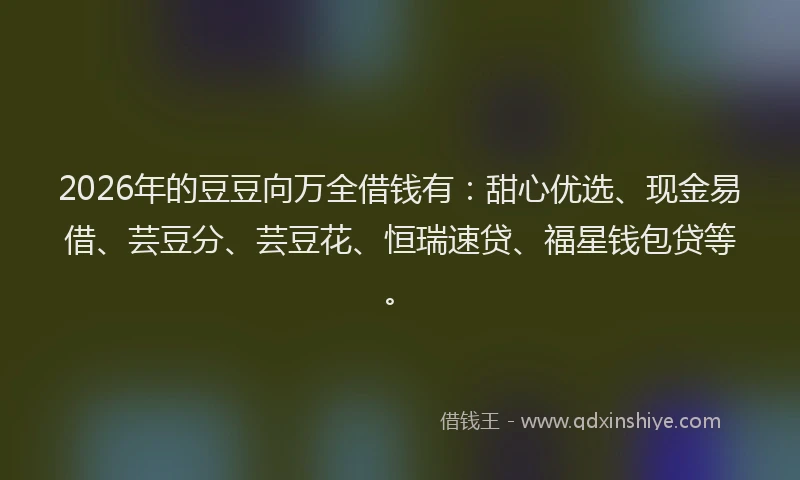 2026年的豆豆向万全借钱有：甜心优选、现金易借、芸豆分、芸豆花、恒瑞速贷、福星钱包贷等。