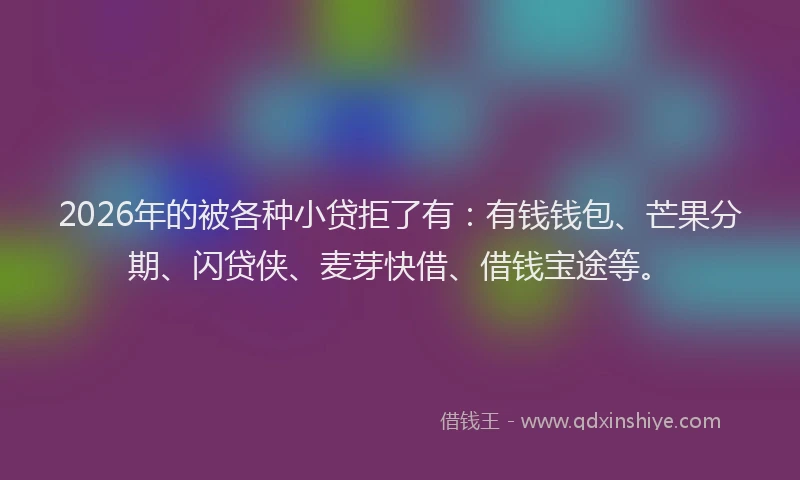 2026年的被各种小贷拒了有：有钱钱包、芒果分期、闪贷侠、麦芽快借、借钱宝途等。