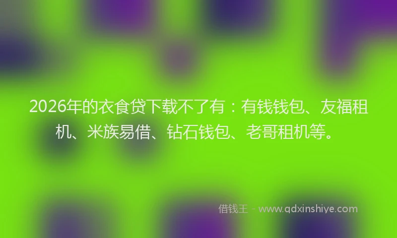 2026年的衣食贷下载不了有：有钱钱包、友福租机、米族易借、钻石钱包、老哥租机等。