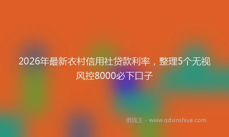 2026年最新衣村信用社贷款利率，整理5个无视风控8000必下口子