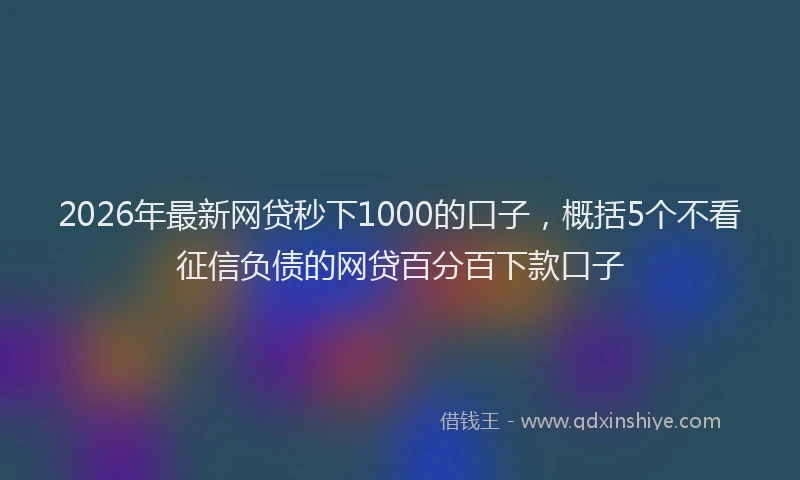 2026年最新网贷秒下1000的口子，概括5个不看征信负债的网贷百分百下款口子