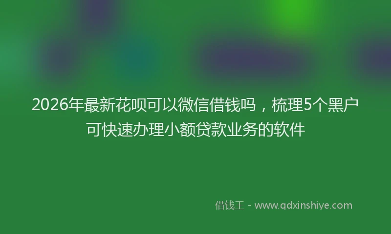2026年最新花呗可以微信借钱吗，梳理5个黑户可快速办理小额贷款业务的软件
