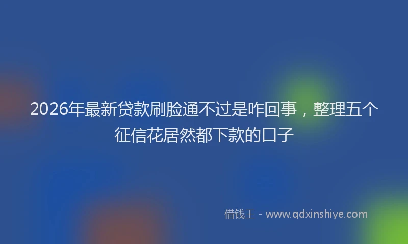 2026年最新贷款刷脸通不过是咋回事，整理五个征信花居然都下款的口子