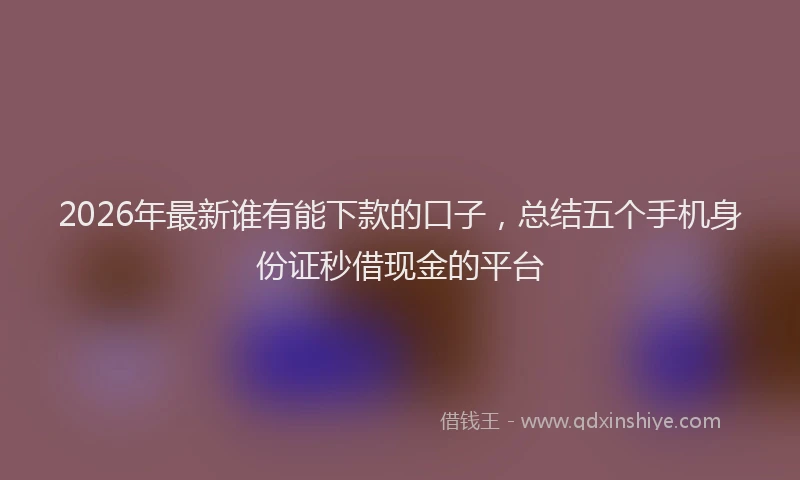 2026年最新谁有能下款的口子，总结五个手机身份证秒借现金的平台