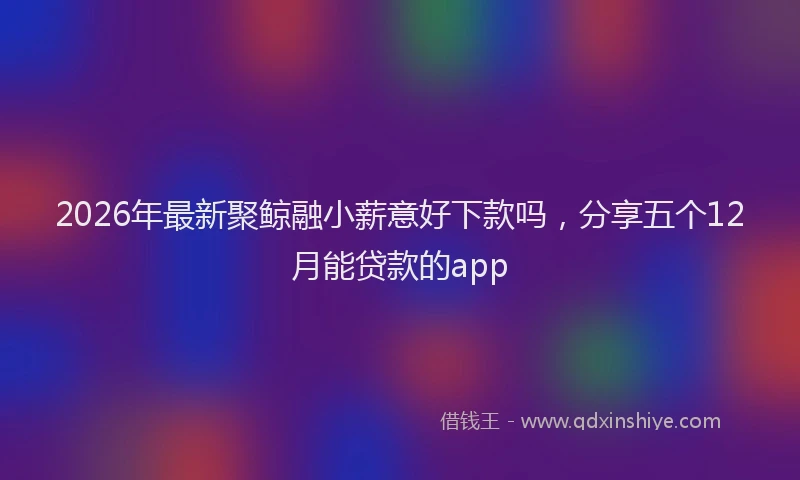 2026年最新聚鲸融小薪意好下款吗，分享五个12月能贷款的app