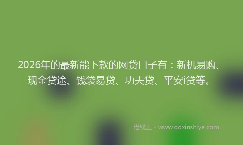2026年的最新能下款的网贷口子有：新机易购、现金贷途、钱袋易贷、功夫贷、平安i贷等。