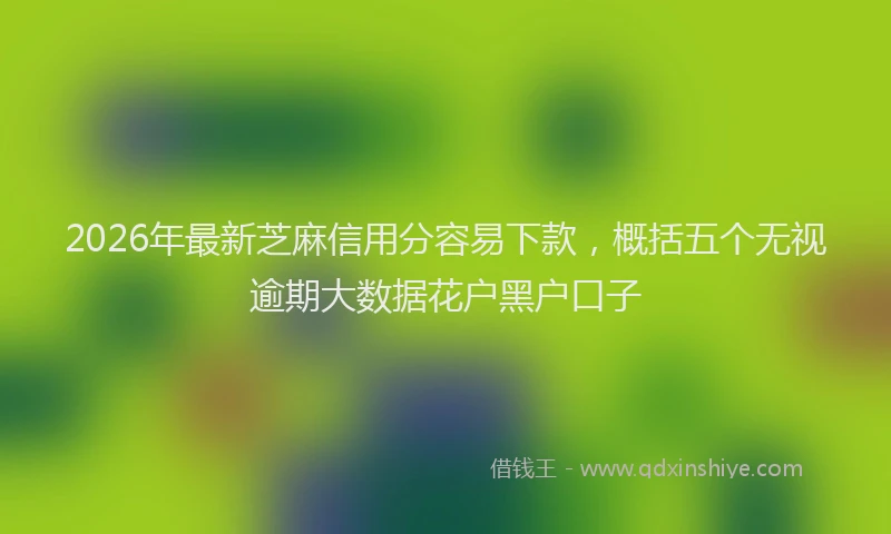 2026年最新芝麻信用分容易下款，概括五个无视逾期大数据花户黑户口子