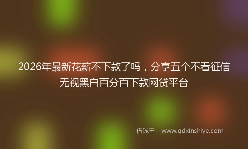2026年最新花薪不下款了吗，分享五个不看征信无视黑白百分百下款网贷平台