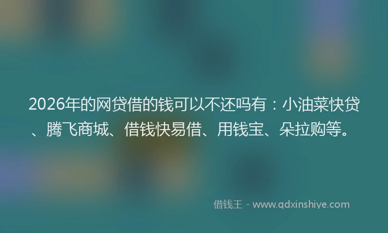 2026年的网贷借的钱可以不还吗有：小油菜快贷、腾飞商城、借钱快易借、用钱宝、朵拉购等。