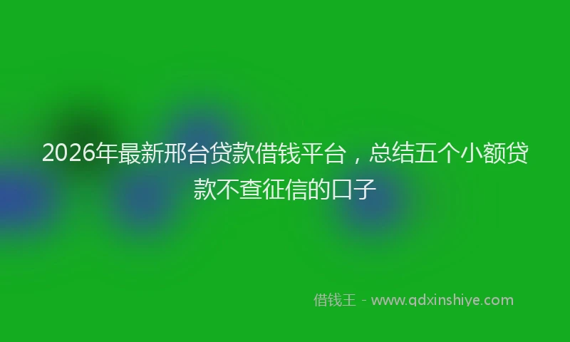 2026年最新邢台贷款借钱平台，总结五个小额贷款不查征信的口子