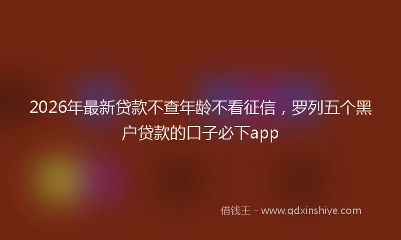 2026年最新贷款不查年龄不看征信，罗列五个黑户贷款的口子必下app