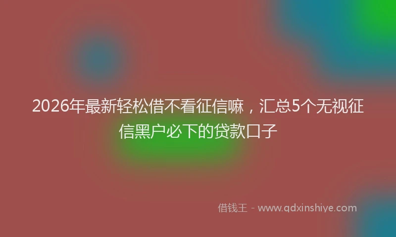 2026年最新轻松借不看征信嘛，汇总5个无视征信黑户必下的贷款口子