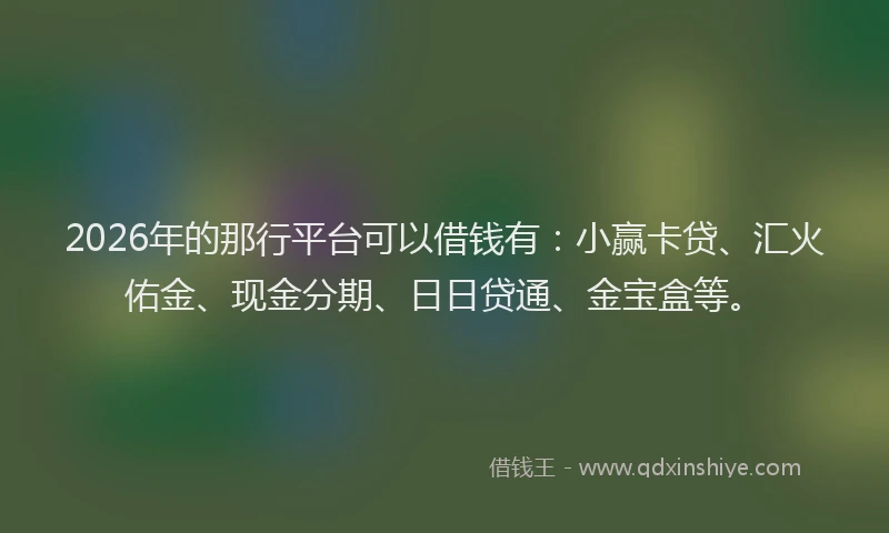 2026年的那行平台可以借钱有：小赢卡贷、汇火佑金、现金分期、日日贷通、金宝盒等。