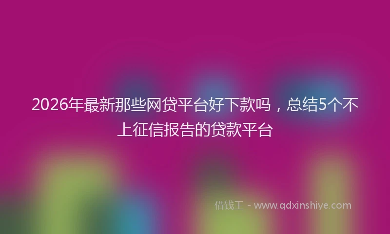 2026年最新那些网贷平台好下款吗，总结5个不上征信报告的贷款平台