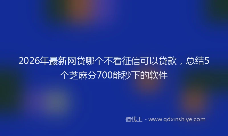 2026年最新网贷哪个不看征信可以贷款，总结5个芝麻分700能秒下的软件