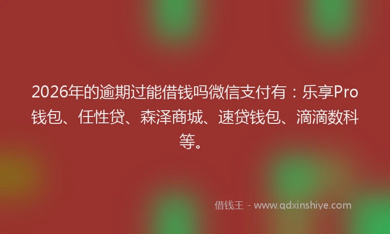 2026年的逾期过能借钱吗微信支付有：乐享Pro钱包、任性贷、森泽商城、速贷钱包、滴滴数科等。