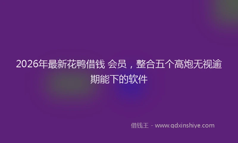 2026年最新花鸭借钱 会员，整合五个高炮无视逾期能下的软件