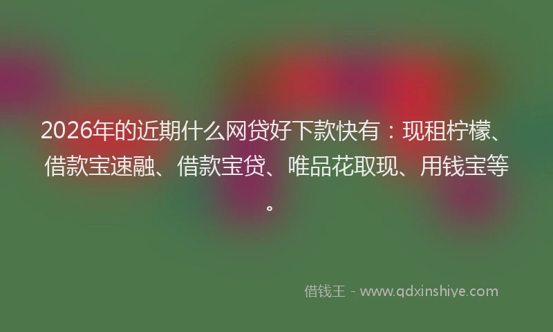 2026年的近期什么网贷好下款快有：现租柠檬、借款宝速融、借款宝贷、唯品花取现、用钱宝等。