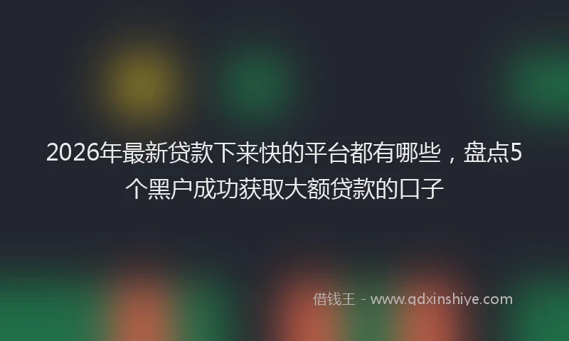 2026年最新贷款下来快的平台都有哪些，盘点5个黑户成功获取大额贷款的口子