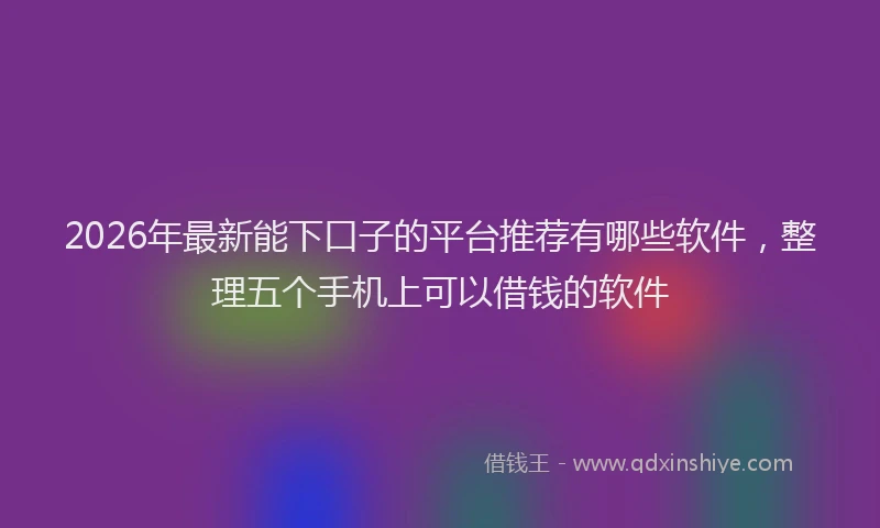 2026年最新能下口子的平台推荐有哪些软件，整理五个手机上可以借钱的软件