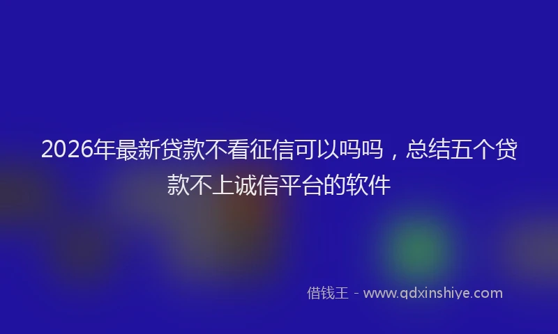 2026年最新贷款不看征信可以吗吗，总结五个贷款不上诚信平台的软件